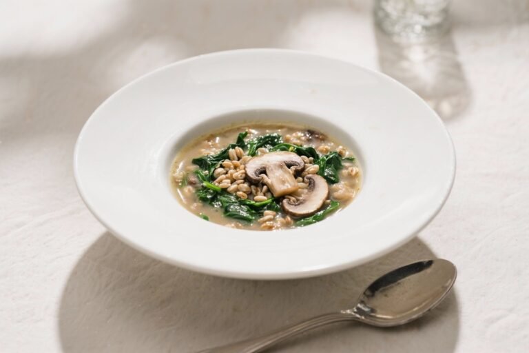 Barley and Mushroom Soup with Spinach That Tastes Like a Cozy Weekend and Fuels You Like a Monday