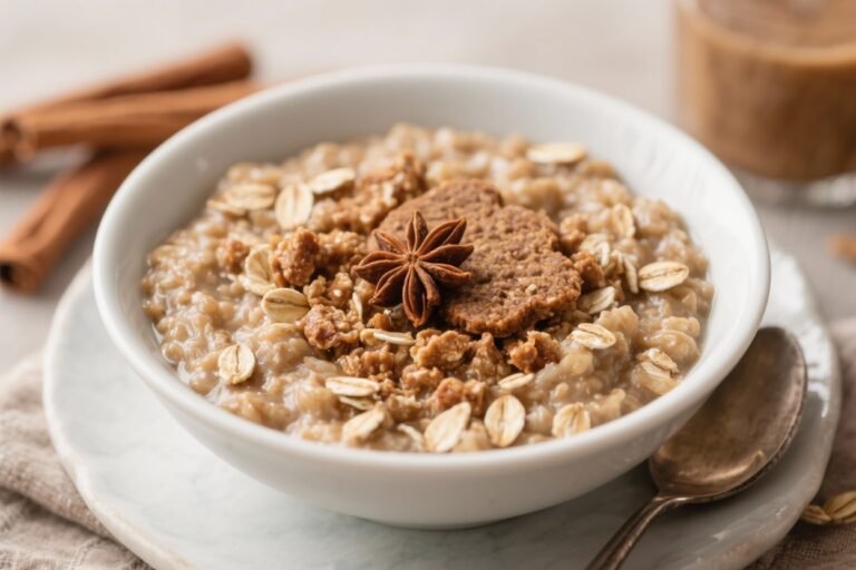 High Fiber Gingerbread Oatmeal That Tastes Like Dessert and Levels Up Your Morning