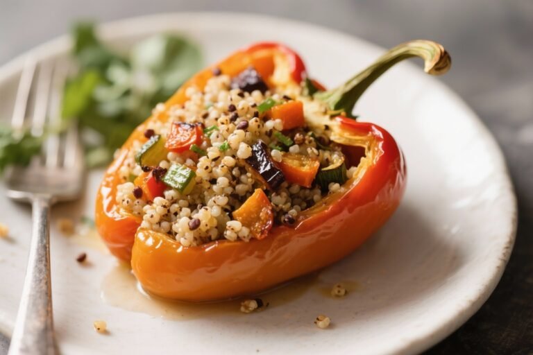 Quinoa and Roasted Vegetable Stuffed Peppers That Taste Like a Cheat Meal (But Aren’t)
