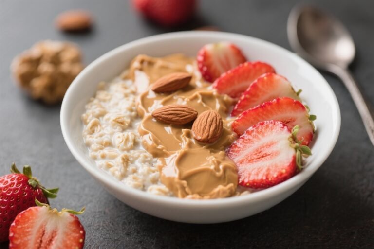 Overnight Oats with Strawberries and Almond Butter: The 2-Minute Breakfast That Tastes Like Dessert (But Hits Like a Protein Shake)