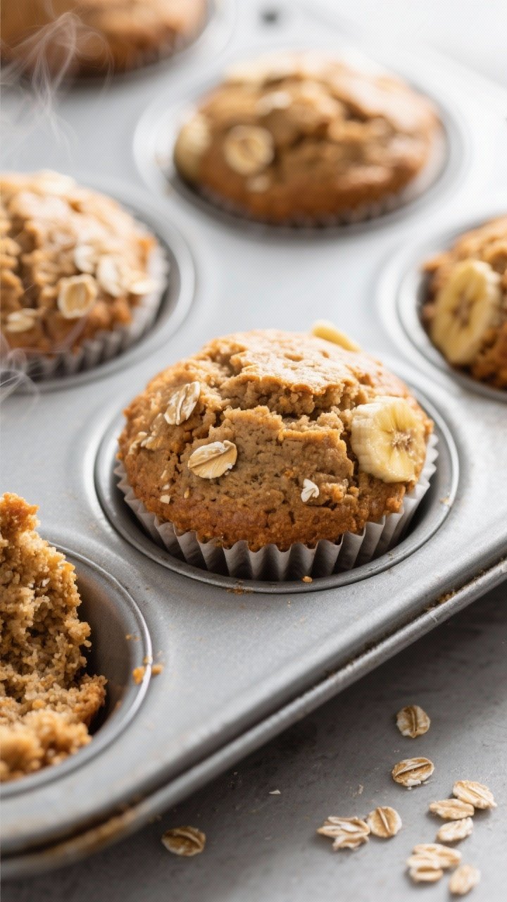 Cooking process, close-up detail: Close-up of a muffin tin just out of the oven with domed Double Ba