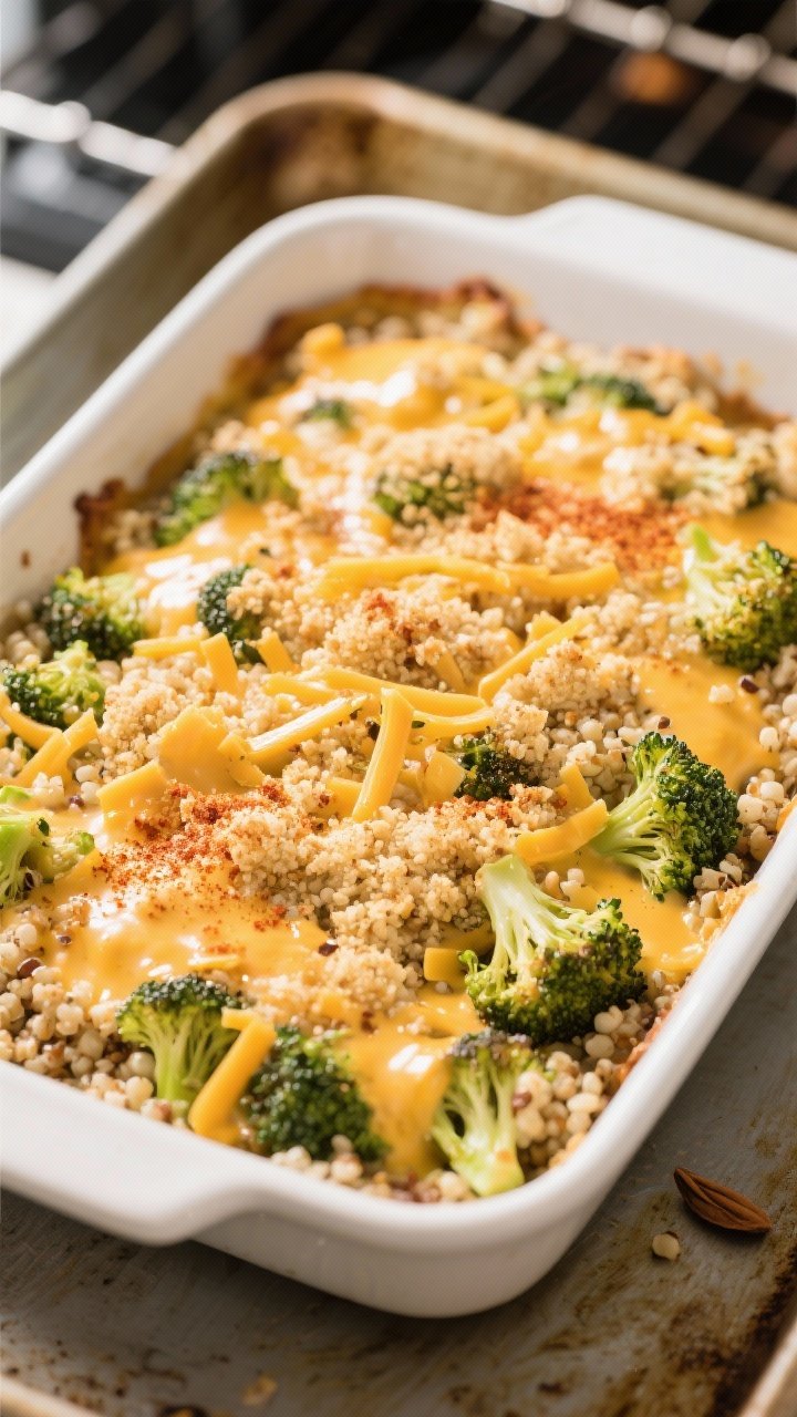 Cooking process: Overhead shot of the assembled casserole right before baking, already topped with t