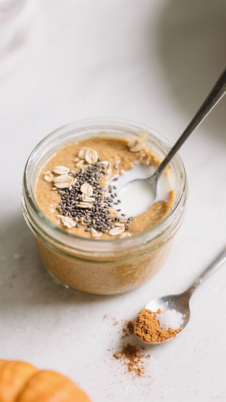 Cooking process shot: Overhead view of the jar right after mixing, showing the smooth, blended wet b
