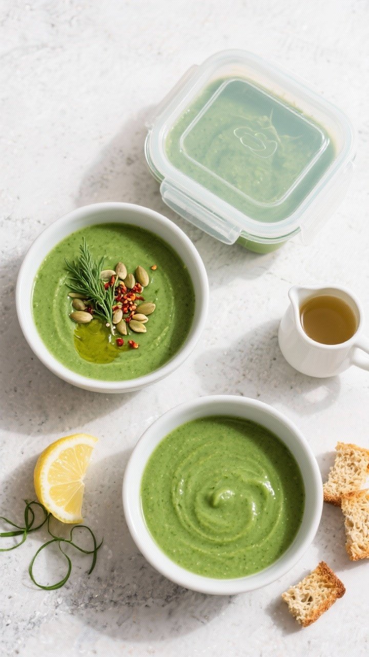 Tasty top-down presentation, meal-prep vibe: Overhead shot of two bowls and one lidded glass meal-pr