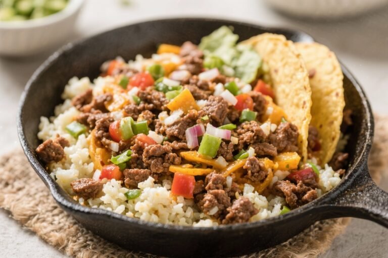 Low-Carb Taco Skillet with Ground Beef & Cauliflower Rice: The 20-Minute Weeknight Hack You’ll Crave on Repeat