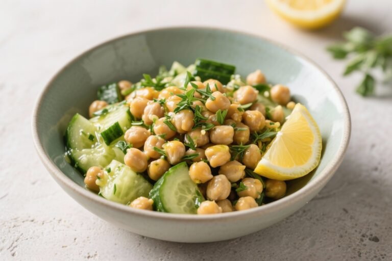 Meet Your New 10-Minute Obsession: Mediterranean Chickpea & Cucumber Bowl with Lemon-Herb Dressing That Slaps