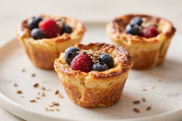 These Baked High Fiber French Toast Cups with Berries and Flax Will Make Your Mornings Ridiculously Easy (and Your Gut Happy)