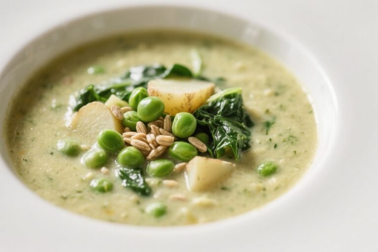 This Creamy Pea, Spinach & Potato High-Fiber Soup Hits Like Comfort Food With a Detox Twist