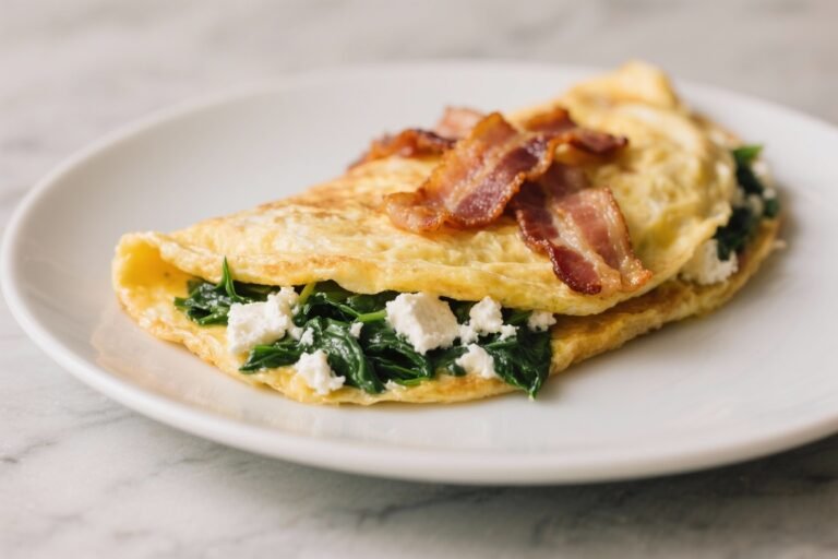 Bacon, Spinach & Goat Cheese Omelette – Simple, Savory, and Satisfying