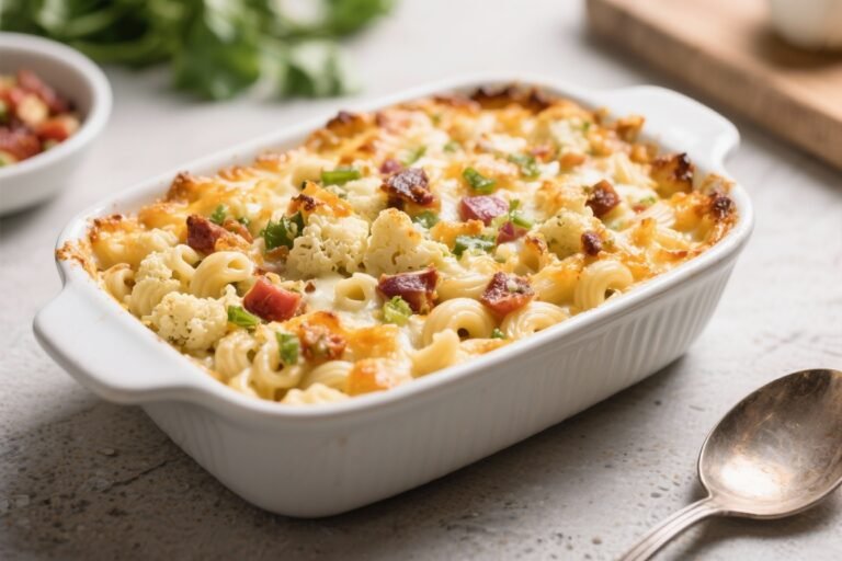 Loaded Cauliflower Mac & Cheese Bake (Keto Comfort Classic) That Tastes Like a Cheat Meal—Without the Cheat