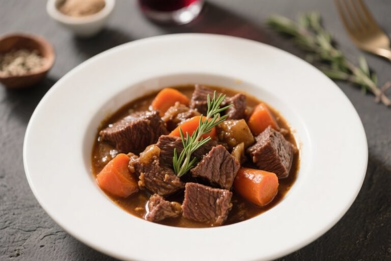 Red Wine Beef, Carrot & Thyme Comfort Stew – A Warm, Cozy Classic