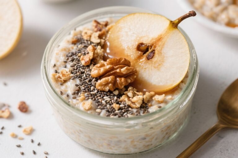 Caramelized Pear & Walnut Overnight Oats with Chia Crunch: The 5-Minute Breakfast That Tastes Like Dessert and Works Like a Meal Plan
