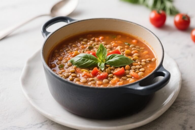 One-Pot Tomato Basil Lentil Soup – Cozy, Simple, and Full of Flavor