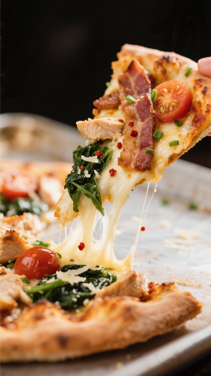 Close-up detail — Melt and texture: Tight, shallow-depth-of-field close-up of a baked slice being 