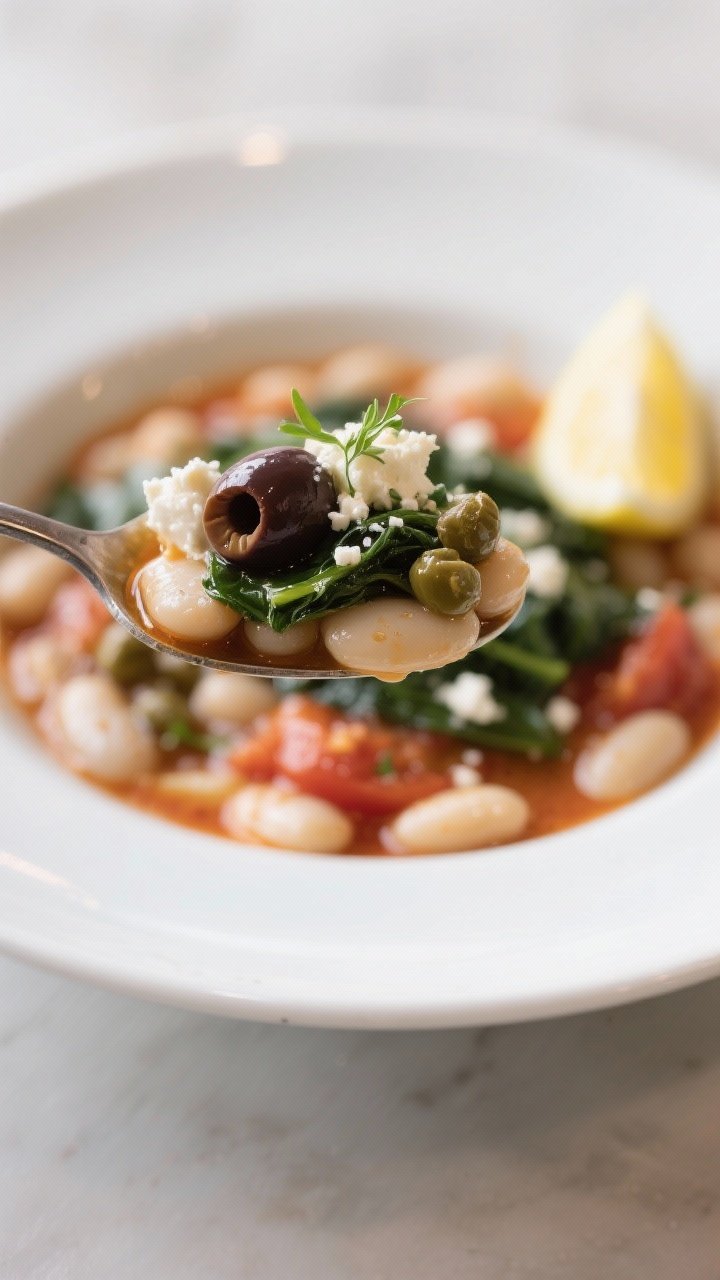 Close-up detail, : Spoonful lifted just above a shallow bowl of the finished dish—show the creamy 