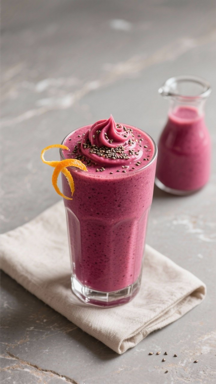 Final dish presentation: Restaurant-quality plating of the finished Triple Berry Immune Boost Smooth