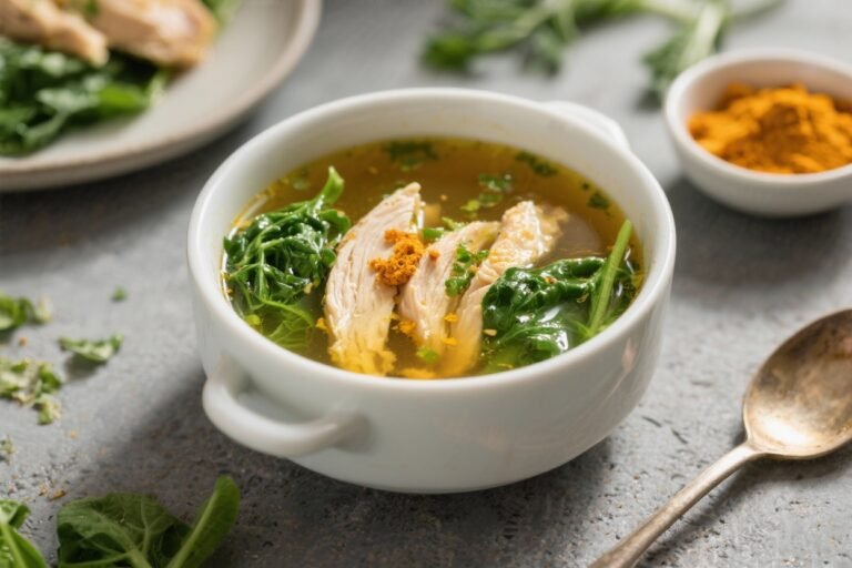 20-Minute Turmeric Chicken Detox Broth With Greens – Light, Comforting, and Fast