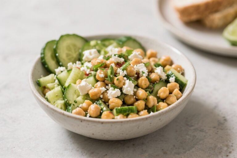 No-Cook Chickpea & Cucumber Lunch Bowl with Feta – Fresh, Fast, and Satisfying