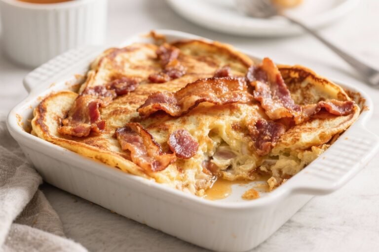 Maple Bacon Pancake Casserole (Easy Weekend Brunch) – Cozy, Crowd-Pleasing Comfort