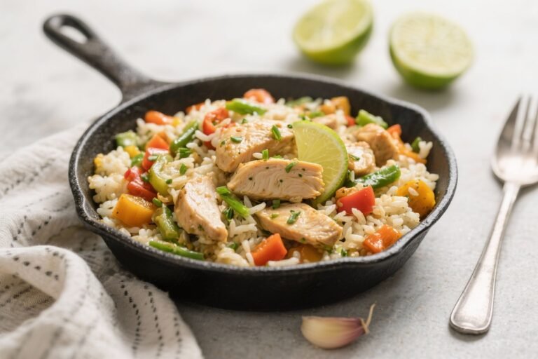 Garlic-Lime Chicken & Veggie Rice Skillet (Bright, Clean, 20 Minutes) – A Quick Weeknight Favorite