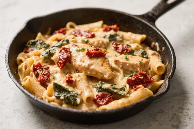 One-Pan Creamy Tuscan Chicken Pasta — Sun-Dried Tomato Magic