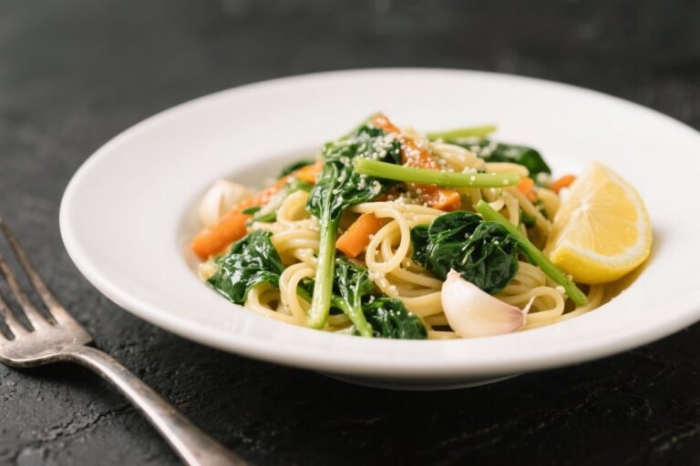 Spring Vegetable Pasta With Spinach, Lemon & Garlic – Bright, Fresh, and Satisfying