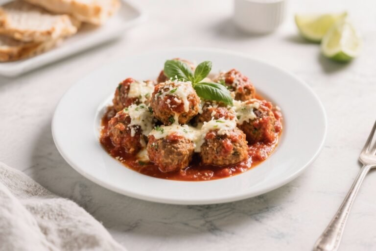 Low-Calorie Chicken Parmesan Meatballs With Fresh Marinara – Light, Comforting, and Flavor-Packed