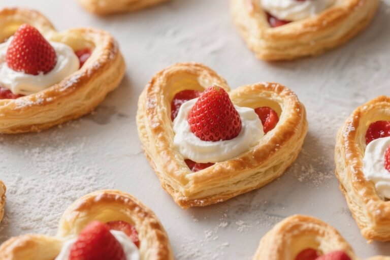 Strawberries & Cream Puff Pastry Hearts – A Sweet, Simple Treat