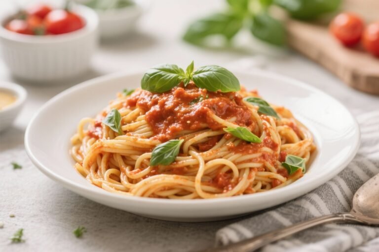 Creamy Tomato Basil Spaghetti (Smooth, Saucy & Weeknight-Ready) – Simple, Comforting, and Fast