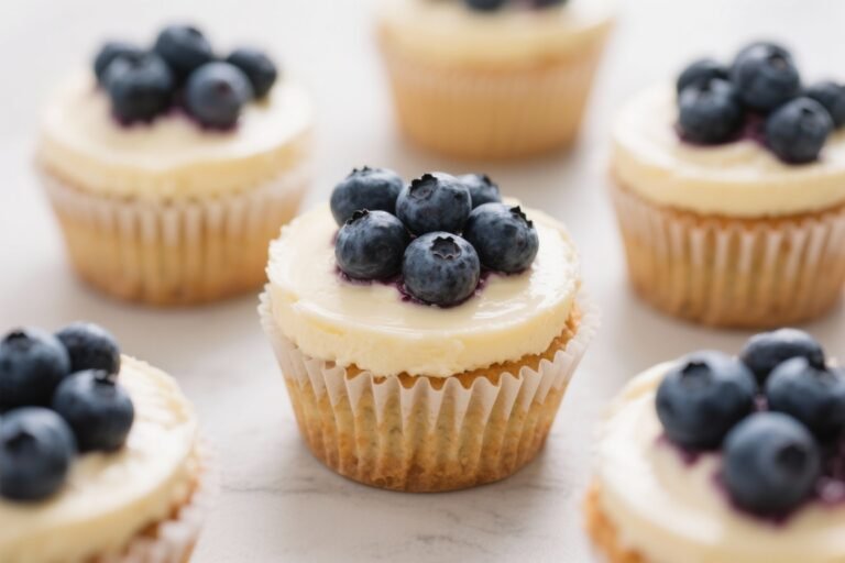 Blueberry Cheesecake Cupcakes – Small, Creamy, and Bursting With Berries