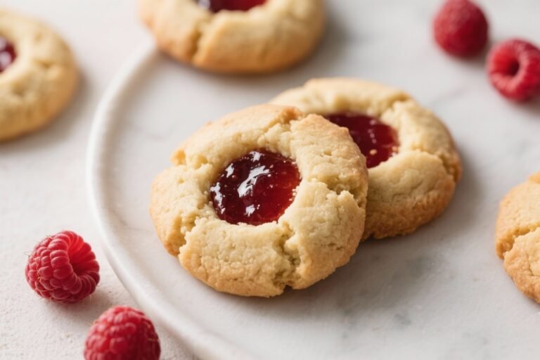 Vegan Raspberry Thumbprint Cookies (Jam-Filled) – Soft, Buttery, and Bright