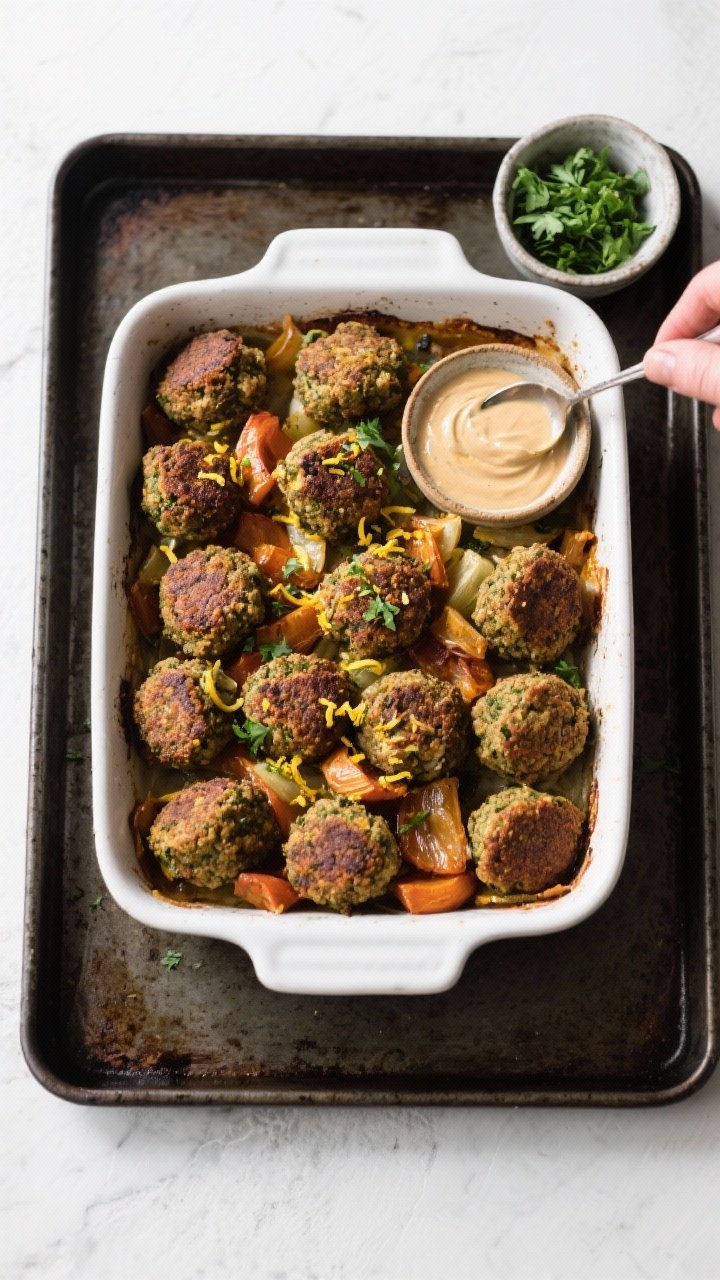 Cooking process: Overhead shot of the casserole just returned from the oven after the broil step, sh