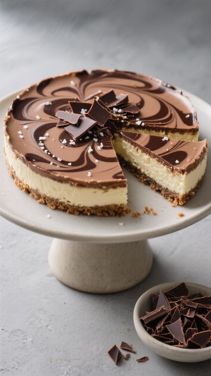 Final dish presentation: Restaurant-quality top-down platter of the fully set no-bake cheesecake on