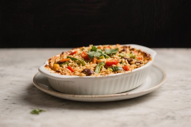 High-Protein Mexican Veggie Rice Bake – Cozy, Colorful, and Satisfying