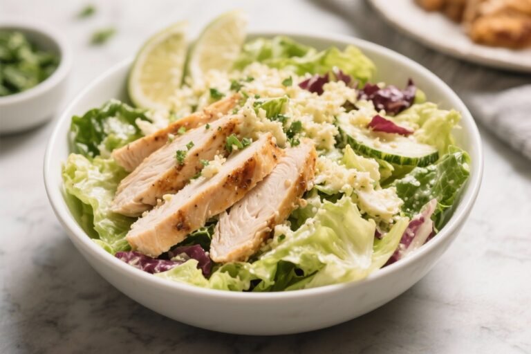 High-Protein Chicken Caesar Salad Bowl (Lightened-Up) – Fresh, Satisfying, and Easy