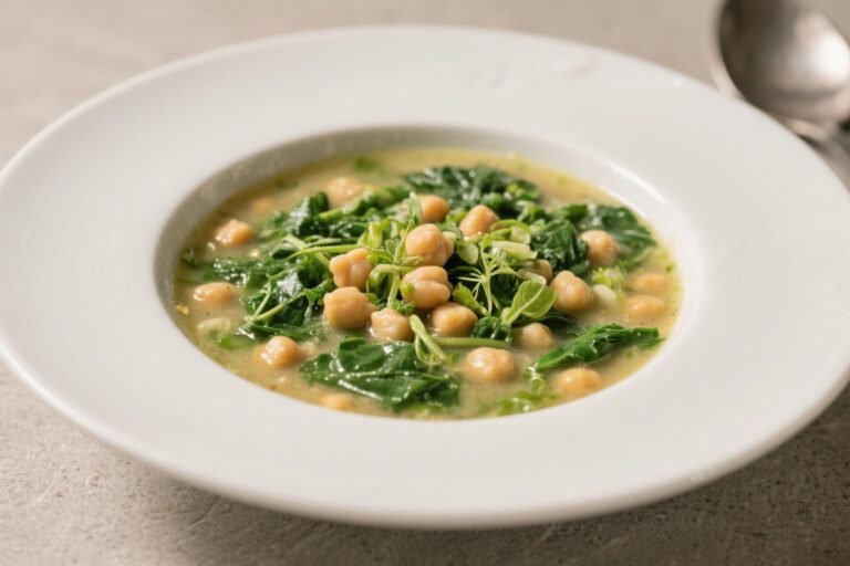 Mediterranean-Inspired Spring Soup With Greens and Chickpeas – Light, Bright, and Satisfying