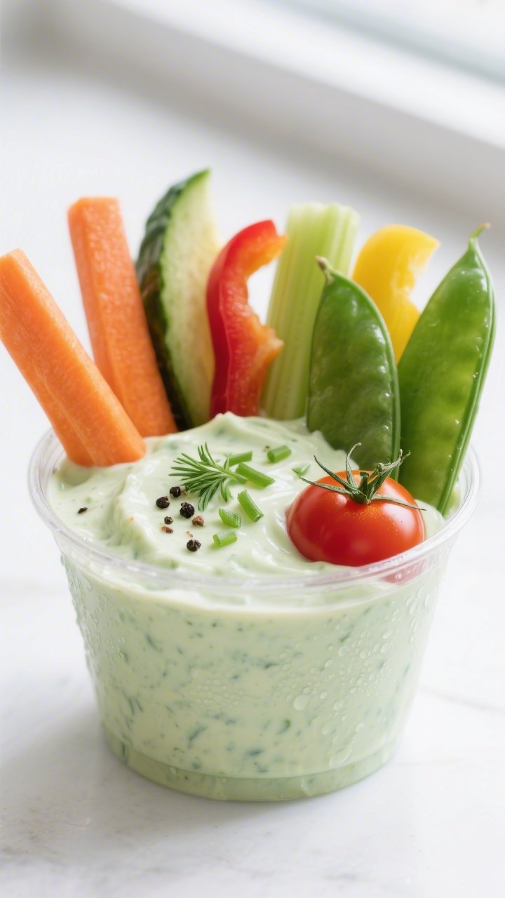 Close-up detail: A clear 8 oz cup filled with a thick layer of creamy pale-green Greek yogurt avocad