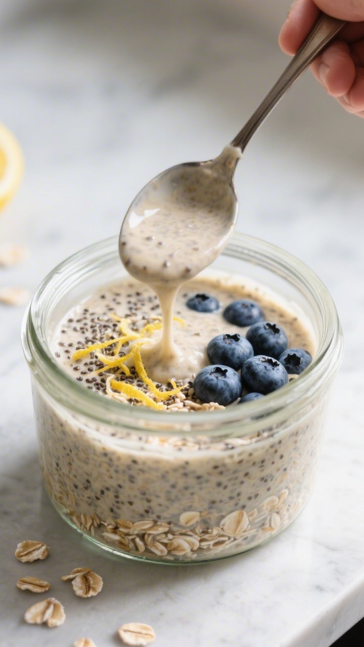 Cooking process: The “bring it together” step—wet base just poured over the dry oat-chia-flax-