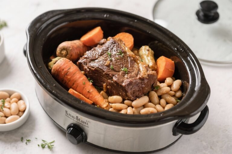 Slow Cooker Pot Roast With Root Vegetables & Cannellini Beans – Comforting, Hearty, and Easy