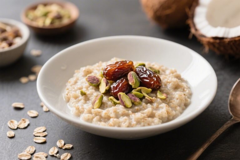 Coconut Date Pistachio Oatmeal – A Cozy, Nutty Breakfast Bowl