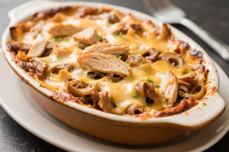 Chicken Philly Cheesesteak Casserole – Comforting, Cheesy, and Weeknight-Friendly