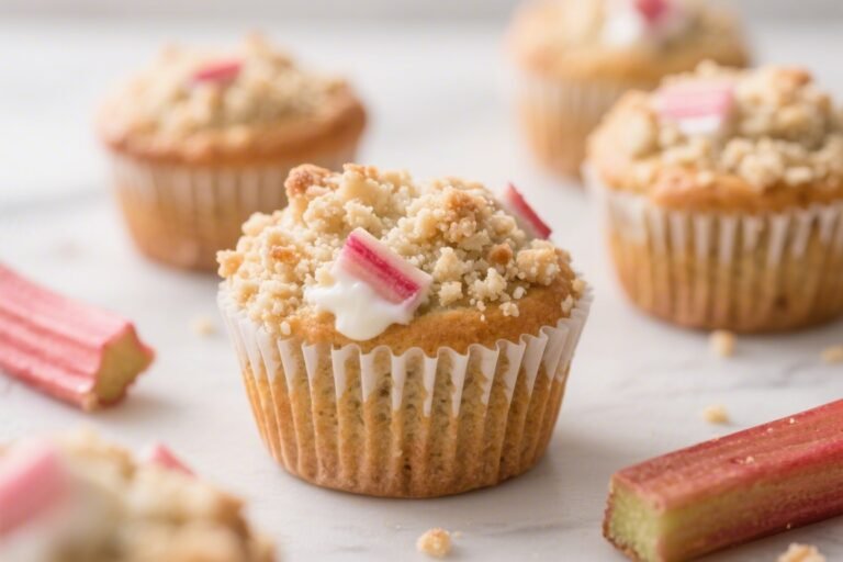 Rhubarb Yogurt Streusel Muffins – Tender, Tangy, and Perfectly Crumbly