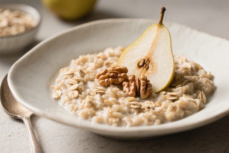 Pear Ginger Walnut Fiber-Rich Oatmeal – A Cozy, Nourishing Breakfast