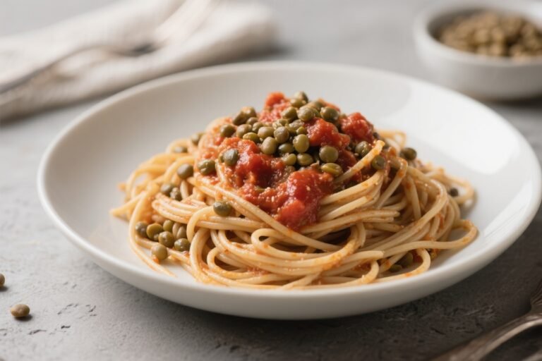 Healthy Whole-Wheat Spaghetti With Lentil Marinara – A Cozy, High-Protein Pasta