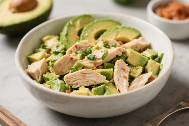 3-Ingredient Avocado Chicken Bowl – Fast, Fresh, and Satisfying