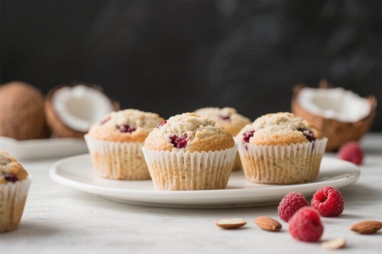 Coconut Flour Raspberry Almond Muffins – Light, Tender, and Naturally Sweet