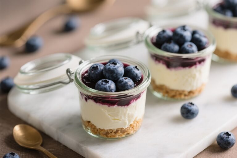 No-Bake Blueberry Cheesecake Jars – Creamy, Fresh, and Easy