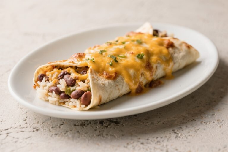 Cheesy Refried Bean & Rice Burrito Bake – Cozy, Crowd-Pleasing Comfort Food