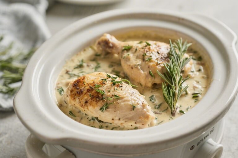 Slow Cooker Creamy Herb & Thyme Chicken – Cozy, Comforting, and Easy