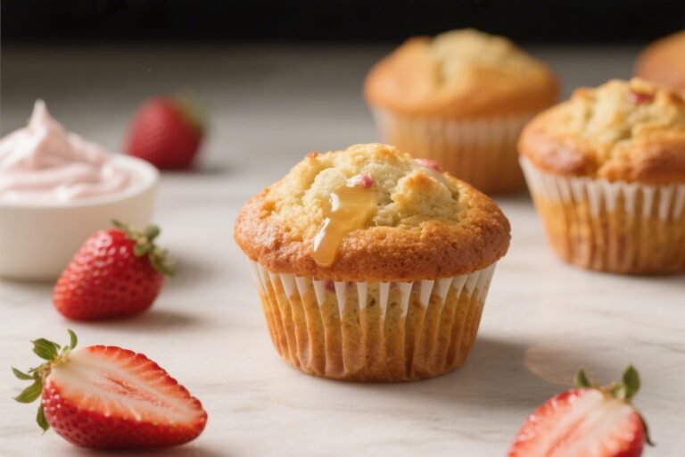 Honey-Sweetened Strawberry Yogurt Muffins – Soft, Juicy, and Naturally Sweet